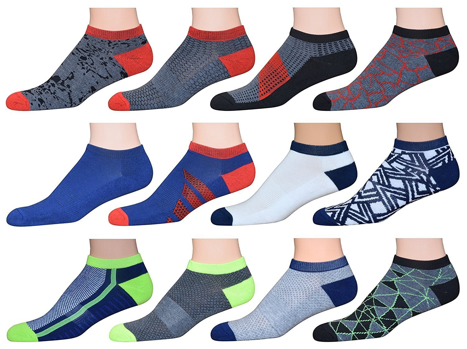 AirStep Men's Patterned Low Cut No Show Athletic Performance Socks with... 