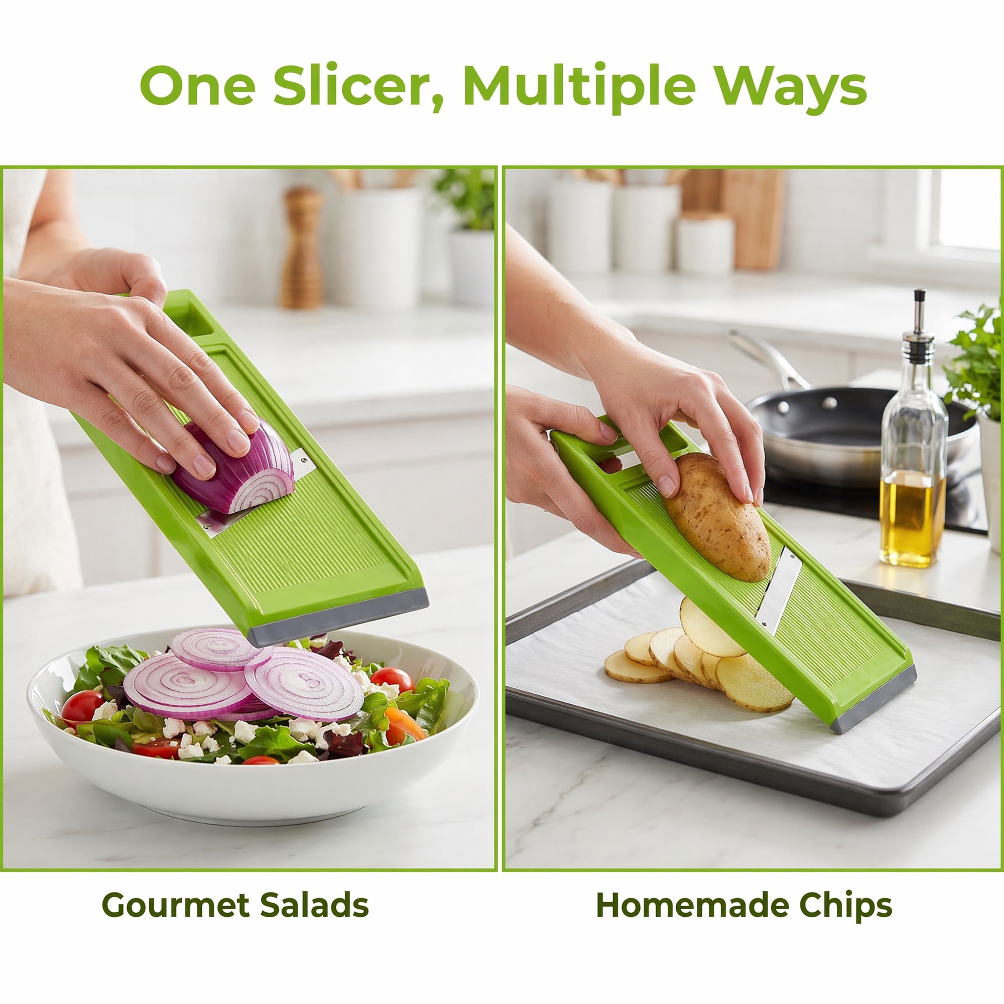 Mandoline Slicer for Kitchen, Vegetable Chopper Multifunctional Cutter for Potato Onion Green 10.8" x 4.2"