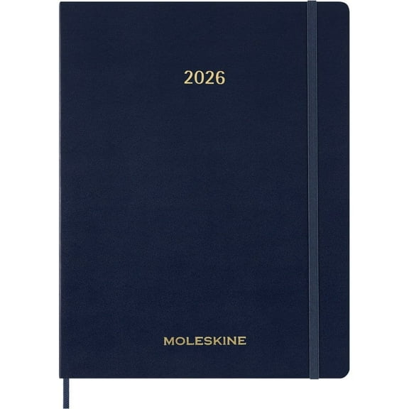Moleskine, Sapphire Blue Weekly 2026 Planner, 8.5'' X 11.06'', 12-Month Calendar with Stapled Binding
