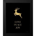 thumbnail image 2 of Lady Louise Designs 12x14 Black Modern Framed Museum Art Print Titled - Love-Peace-Joy Reindeer, 2 of 5