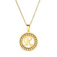 thumbnail image 2 of Kripyery Women Round Pendant Necklace Gold Color A-Z 26 Letter Inlaid Rhinestone Clavicle Chain Jewelry Gifts, 2 of 8
