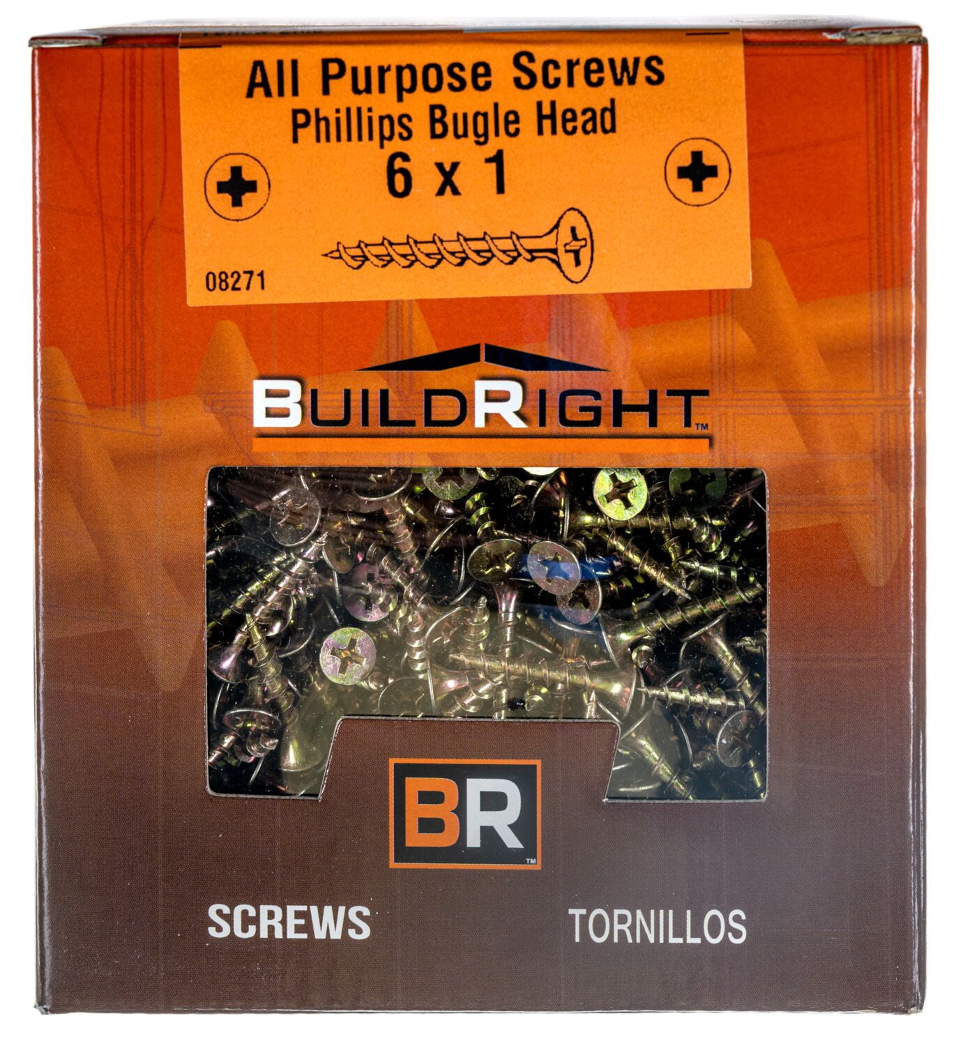#6 x 1" Zinc Plated Steel Coarse Thread Phillips Bugle Head All Purpose Screws MMSBS-019