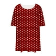 thumbnail image 6 of Plus Size Shirts For Womens Summer Tops Crewneck T Shirts Polka Dot Puff Sleeve Tops Loose Fit Casual Tshirts Pleated Tee Solid Basic Tee Dressy Clothing, 6 of 6