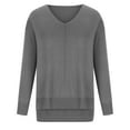 thumbnail image 3 of IROINNID Reduced Womens Sweater V-Neck Pullover Sweater Solid Color Comfy Mid-Length Long Sleeve, 3 of 5