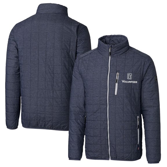 Men's Cutter & Buck Anthracite PGA TOUR Volunteers Big & Tall Rainier PrimaLoft Eco Insulated Full-Zip Puffer Jacket