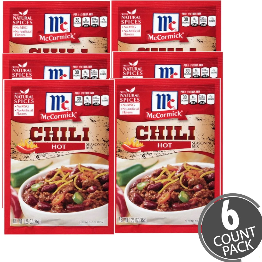 McCormick Hot Chili Seasoning Mix 1.25oz pack of 6