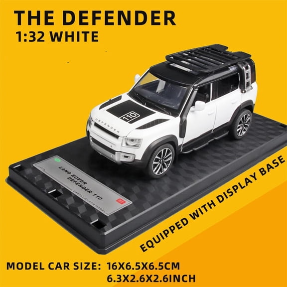 1/32 Diecast Model Car Pullback Vehicle Toy Collection for Land Rover New Defender 110, Gift, with Sound and Light