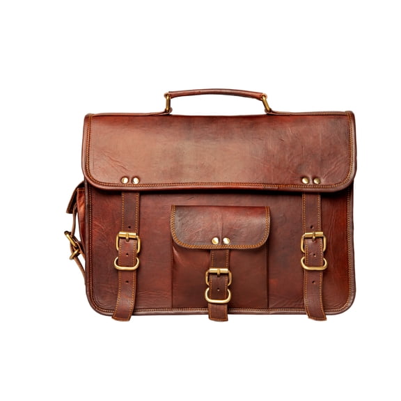 Handmade Rustic Leather Satchel Handbag Crossbody Bag ( 15 Inch )