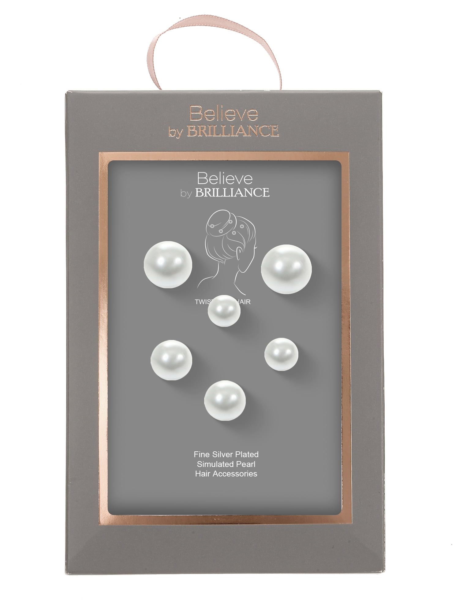 Believe by Brilliance 6-Piece Silver Plated Pearl Hair Coil Set