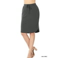 thumbnail image 1 of Zenana Women & Plus Elastic Waist Knee Length Tulip Hem Midi Skirt with Side Pockets & Self Tie Drawstring, 1 of 3