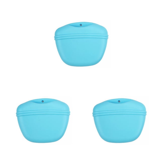 Guardoinrt Pets Training Silicone Elastic Waist Bag Portable Feeding Storage Pouch Container Practicing Food Bags Accessories Blue 3Set