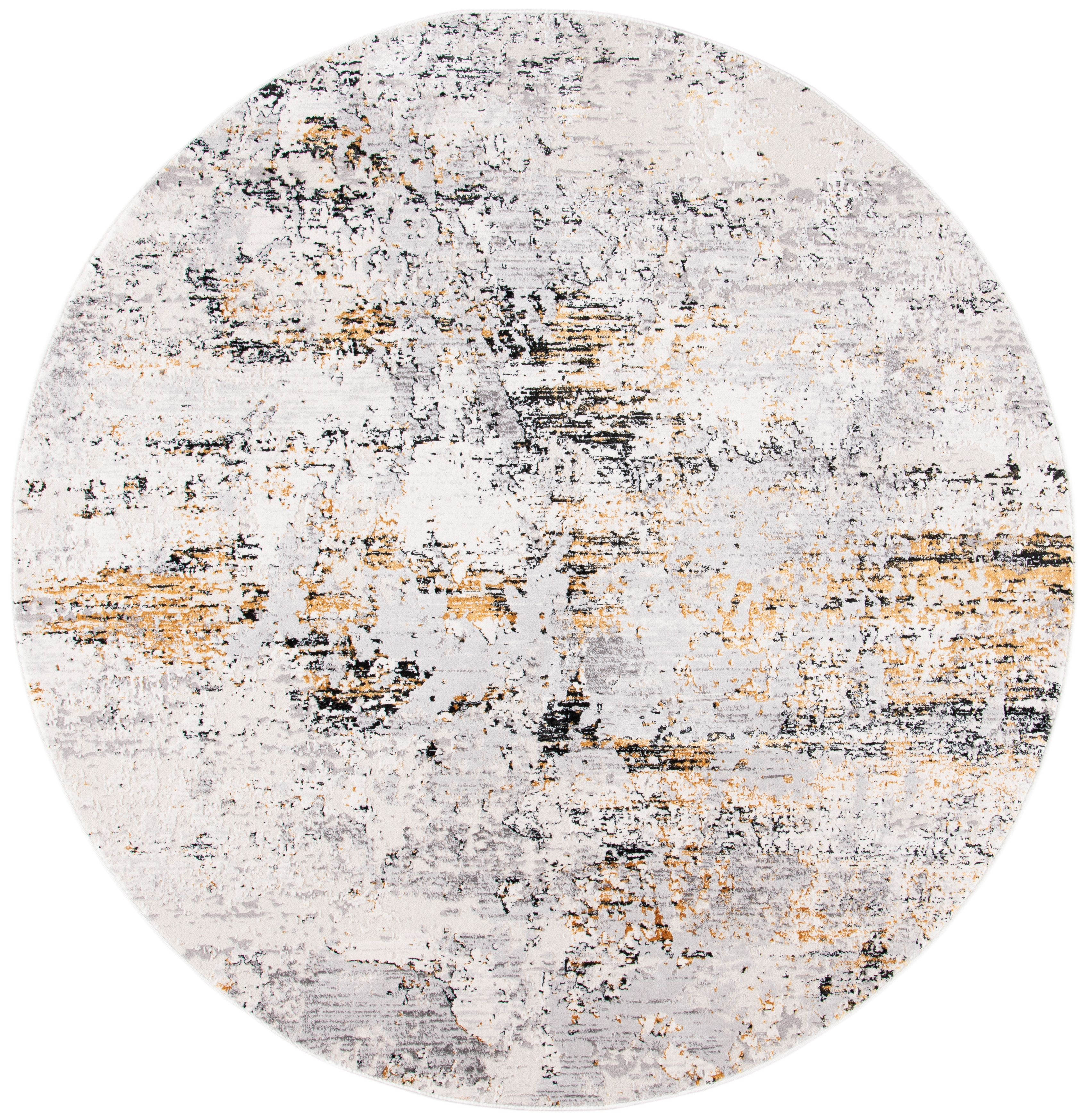 SAFAVIEH Amalfi Cian Distressed Area Rug, Creme/Gold, 6'7" x 6'7" Round