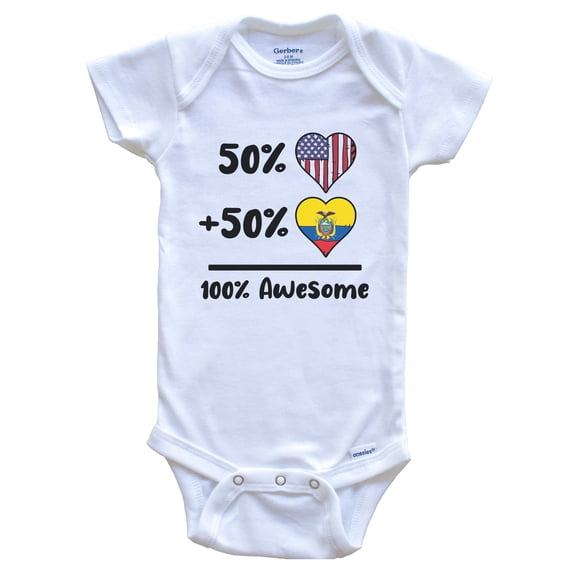 50% American 50% Ecuadorian 100% Awesome Ecuador Heart Flag Baby Bodysuit
