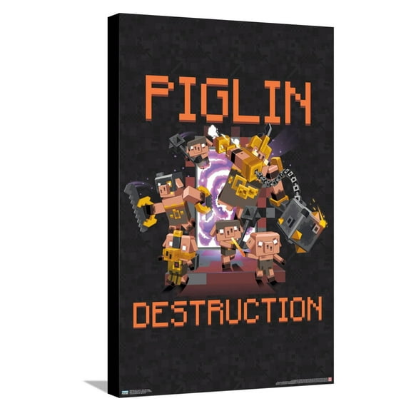 Minecraft: Legends - Piglin Destruction Canvas Wall Poster, 14.725" x 22.375"