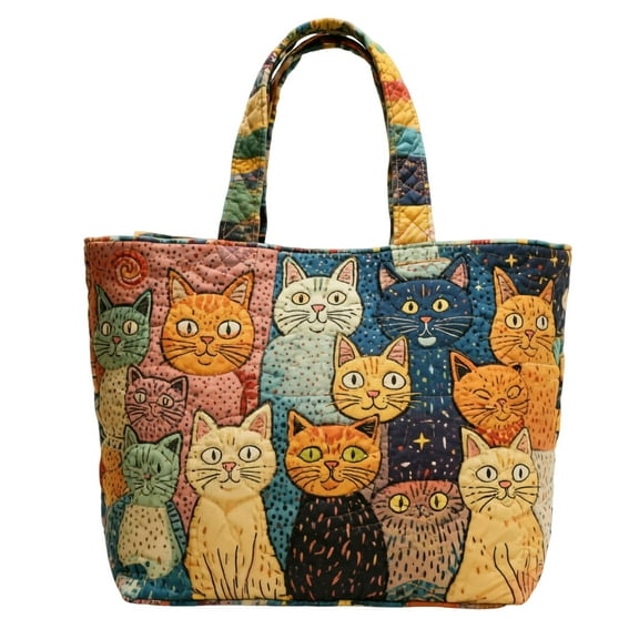 yocbz Lovely Cat Tote Bag for Women,Canvas Quilted Tote Purse Holiday Tote Bag Work Handbag Women Gift, 15 x 12.2in(38 x 31cm, D)