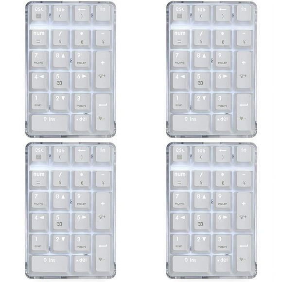 4X Mechanical Numeric Keypad Brown Switch Wired Gaming Keypad Crystal Case White Backlit 21 Keys Numpad Keypad