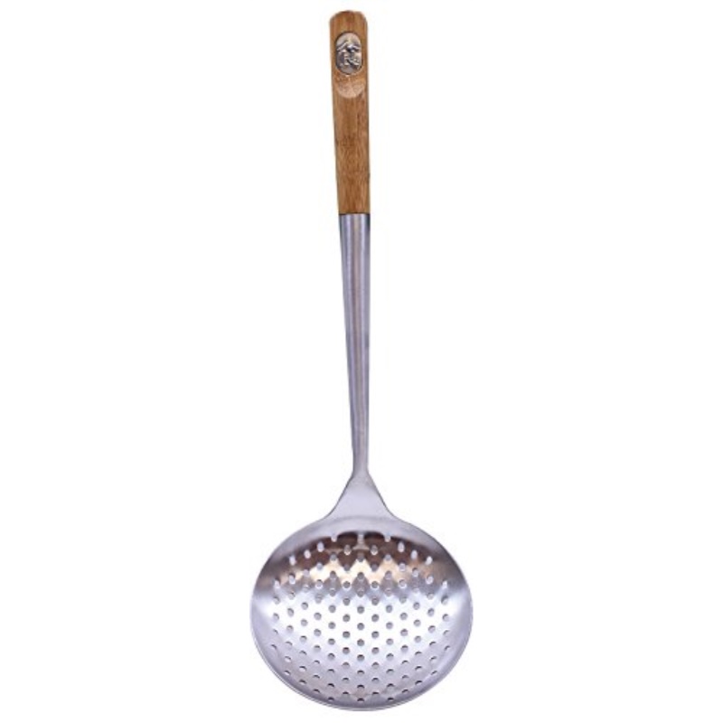 Tablecraft 32409 Wok Skimmer with Bamboo Handle, 15", Brown