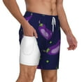thumbnail image 3 of Gaeub Eggplant Mens Swim Trunks Stretch Beach Shorts Quick Dry for Men Swim Shorts Swimwear with Pockets- Small, 3 of 9