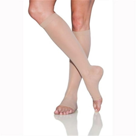 20-30 mm Hg Eversheer Open Toe Long Knee Highs, Suntan - Medium