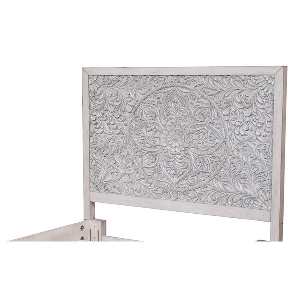 Pemberley Row Mahogany Weathered Light Gray Headboard Rectangular Resin Carving Design 64" x 65" x 3" Unassembled