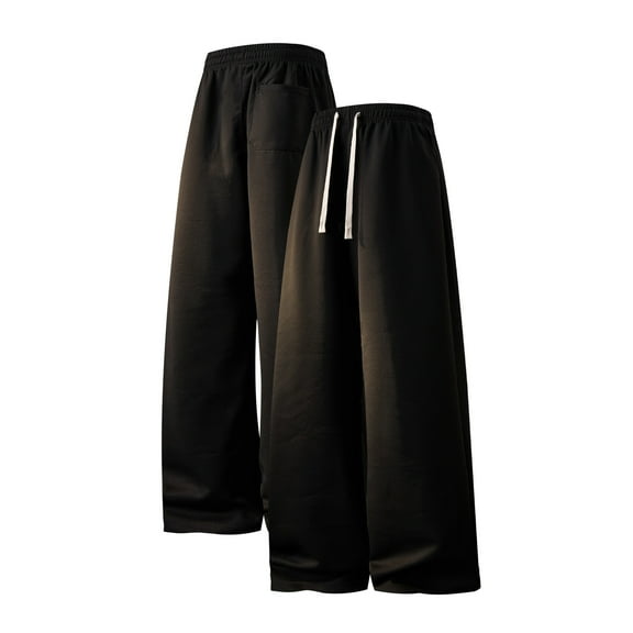 Simple style drawstring casual pants, breathable fabric, straight trouser legs, comfortable and loose, suitable for outdoor sports and fitness or home wear in spring, summer and autumn