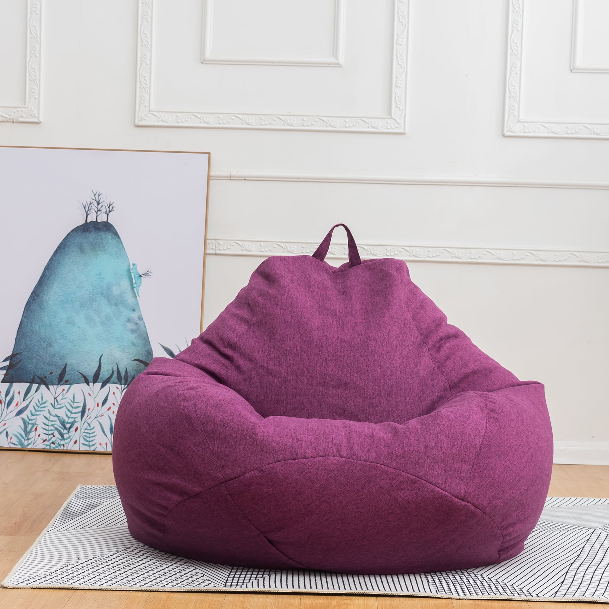 1 PC Velvet Bean Bag Cover Fully Washable Without Beans Soft Beanbag Cover  All Sizes Home Decor Bean Bag Cover Purple Bean Bag Chair Outdoor 