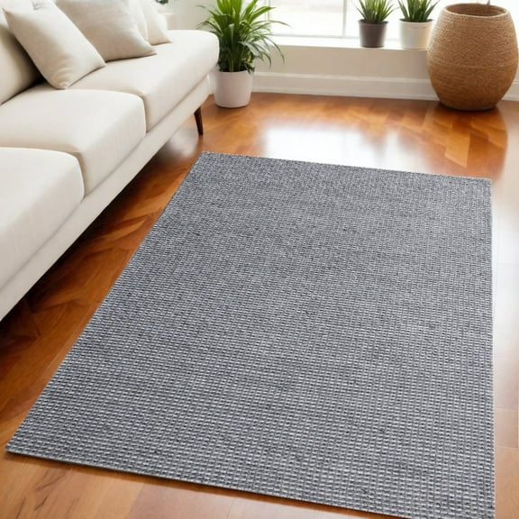 HomeRoots 5' X 8' Gray Wool Striped Hand Woven Area Rug