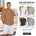 thumbnail image 3 of QDG Men's Short Sleeve Button-Up Shirt Cuban Collar Hollow Out Texture Casual Summer Beach Vacation Shirt, 3 of 8