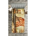 thumbnail image 3 of Ambesonne United States Quilted Bedspread Set 2 Pcs, American Independence, Twin Size, Sepia Red Blue, 3 of 3
