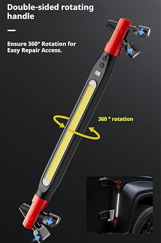 3000 Lumens Rechargeable Work Light, Ip54 Waterproof 360° Rotat 9.2 in Powerful Light 6.5 Hour Under Hood Work Light Bar, Magnetic Shop Light Rechargeable with Rotat Hook Perfect for Worker (1PC)