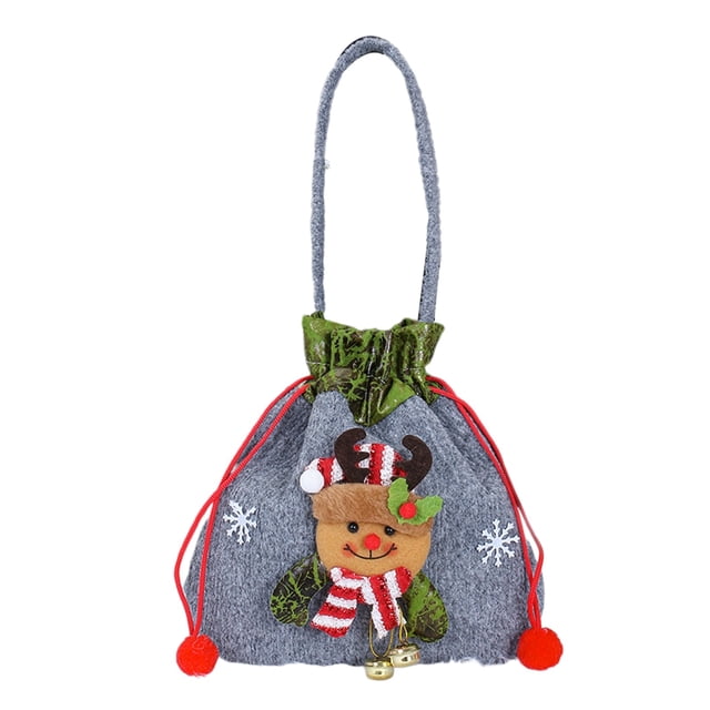 Holiday Wrapping Bag with Drawstring Closure Cloth Material Durable Embroidery Unique Design Versatile for Holiday Party Celebrations Gifting Candy Small Treats
