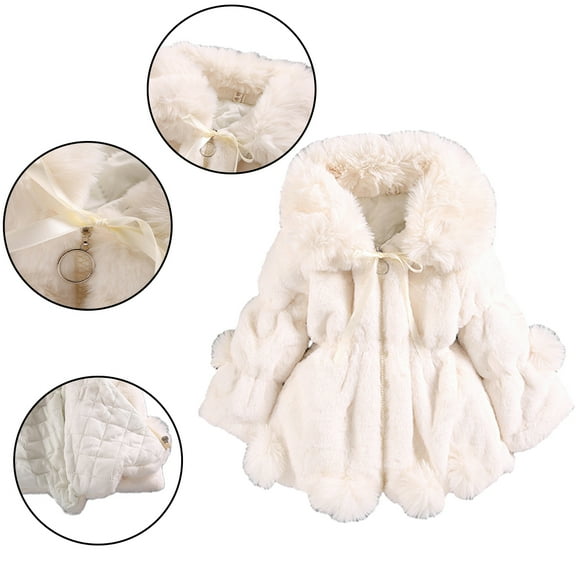 Godderr 1-7Y Kids Girls Winter Coat Toddler Fleece Warm Thick Jacket Solid Color Long Sleeve Jacket