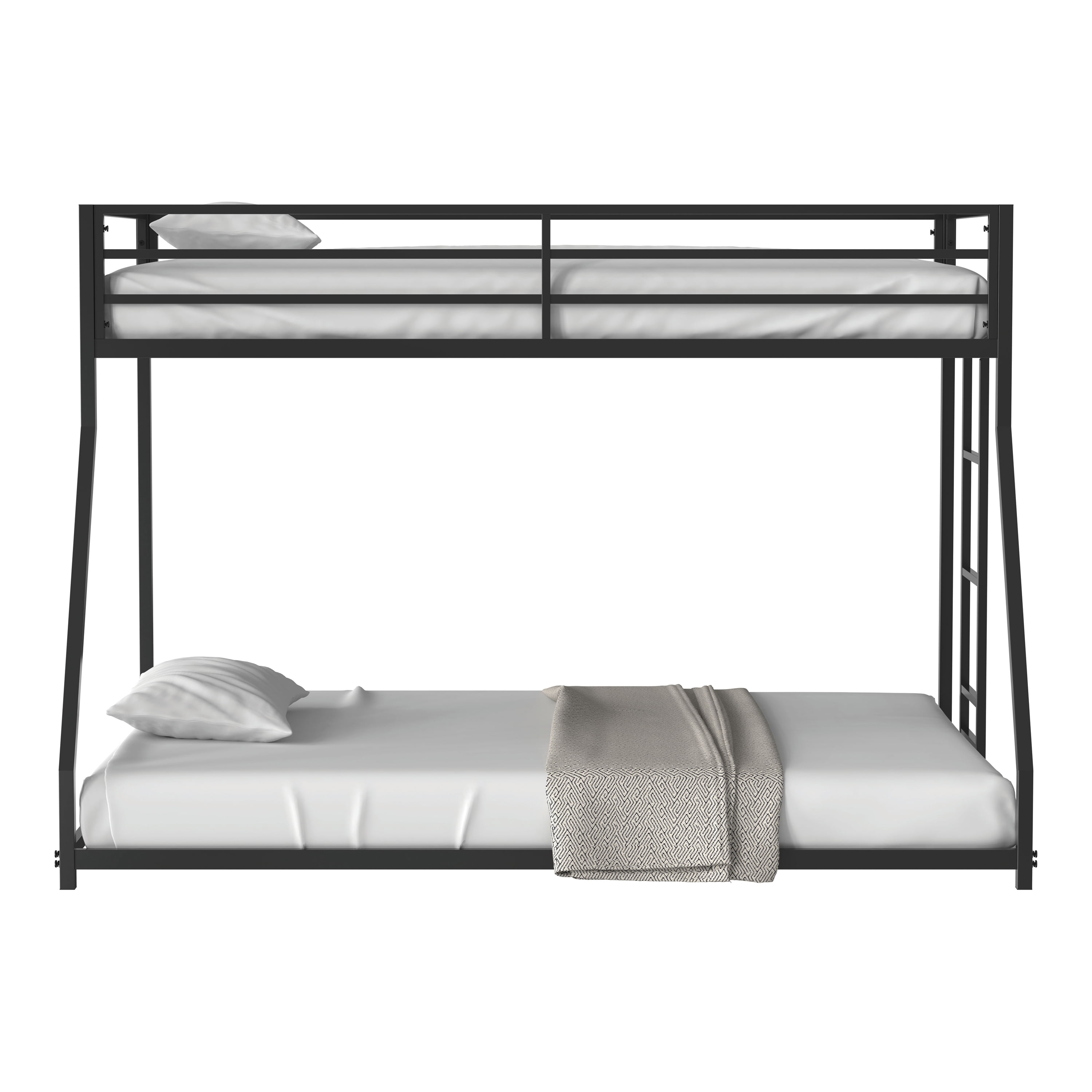Furniture of America Franz Kids Twin Over Full Metal Mattress Ready Bunk Bed, Black
