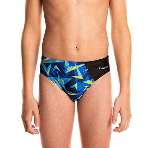 Flow Splice Swim Briefs - Boys Brief Style Swimsuit for Swimming Practice  and Competition in Suit Size 21 to 32 (Alpha Omega, 22)