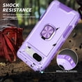 thumbnail image 7 of SaniMore for Google Pixel 7A Multi-Functional Case, 3-Layer Protection Magnetic Cover Support Car Mount & 360° Rotatable Metal Ring Kickstand Full Body Shockproof Protective Shell, Purple, 7 of 7