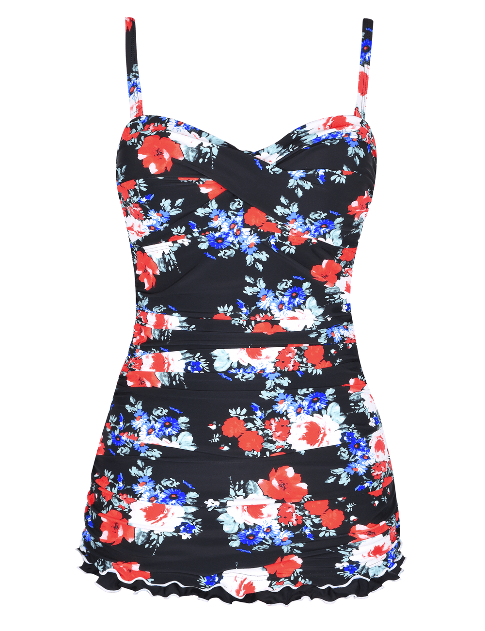 Hilor Women's One Piece Swimsuits Tummy Control Swimwear Ruffle Swimdress with Built in Swim