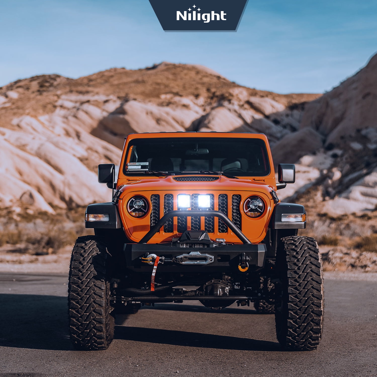 Nilight LED Tractor Lights LED Pod Lights Square 2PCS 4 Inch 64LED Flood LED Light Bar LED Fog Light Driving Light Led Work Light for Truck Off Road Vehicles ATV UTV Boat