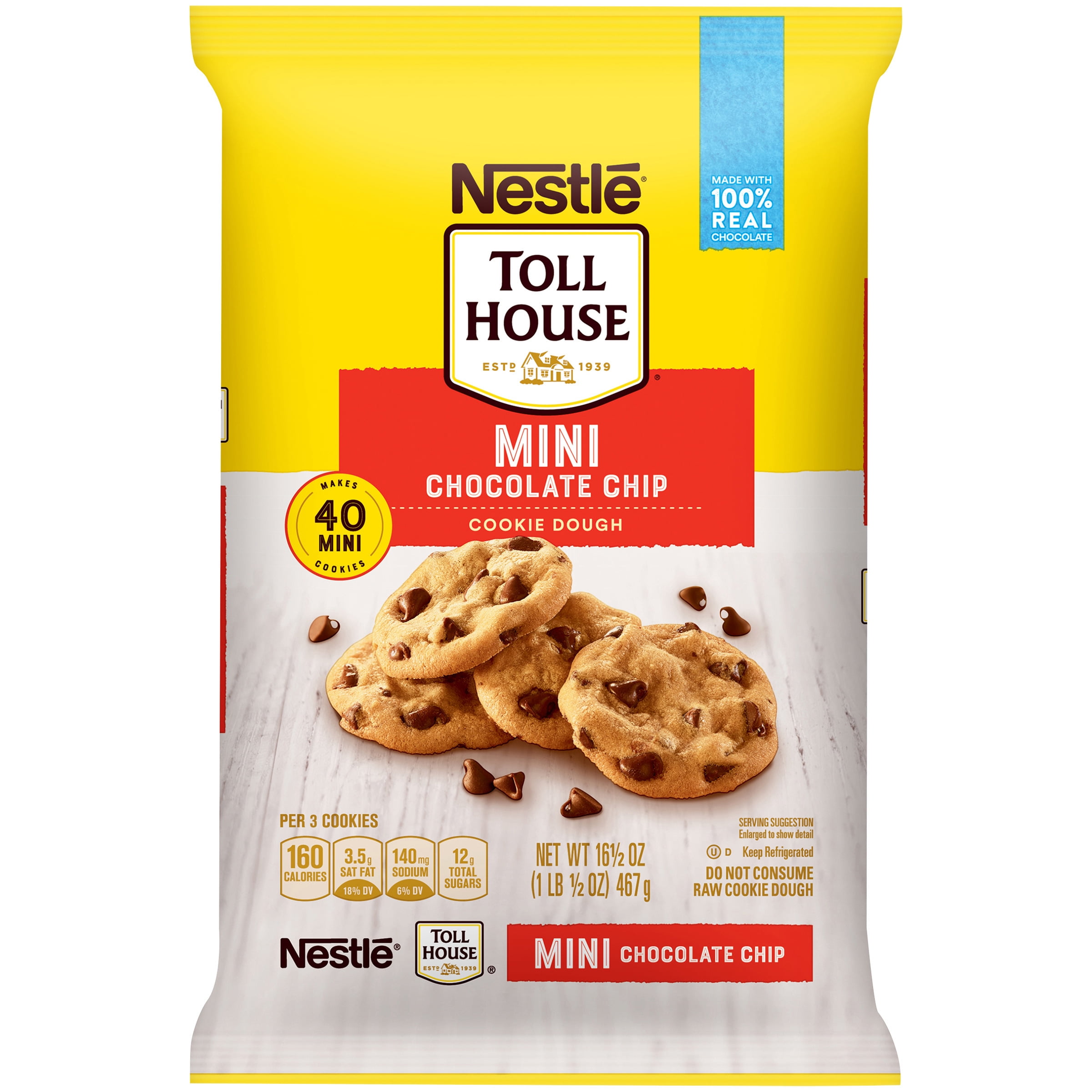NESTLE TOLL HOUSE Mini Chocolate Chip Cookie Dough 16.5 oz. Pack