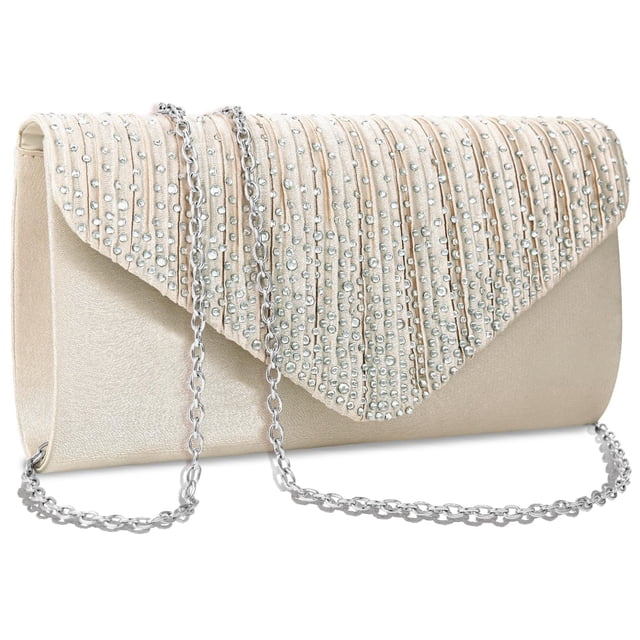 Bolso de noche BBJinRonjy, bolso de noche con diamantes de imitación, color champán