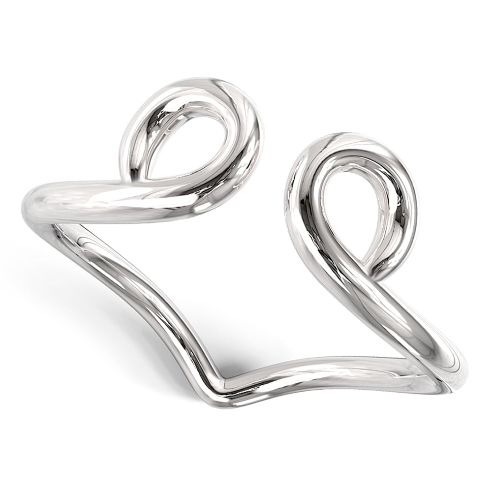 Andrea Jewelers Sterling Silver Split Double Swirl Adjustable Toe Band Ring