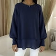 thumbnail image 2 of Tops for Women Long Sleeve Round Neck Solid Oversized Loose Ribbed Hem Knitted Sweater, 2 of 5