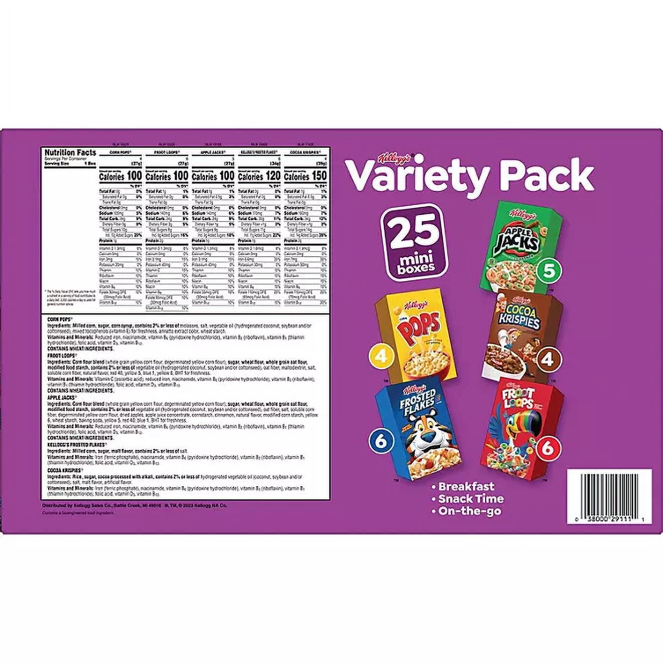 Kellogg’s Mini Cereal Box Assortment – 26.97 oz, 25-Count with Family Favorites in One Pack