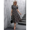 thumbnail image 5 of Women'S Chiffon Floral Dresses Casual Summer Boho Flutter Sleeve Flowy Western Dress Black XL, 5 of 6