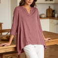 thumbnail image 6 of Cmfcve Tunic Tops for Women Cotton Linen Long Sleeve V Neck Blouses Loose Fit Casual Flowy Shirts, 6 of 7