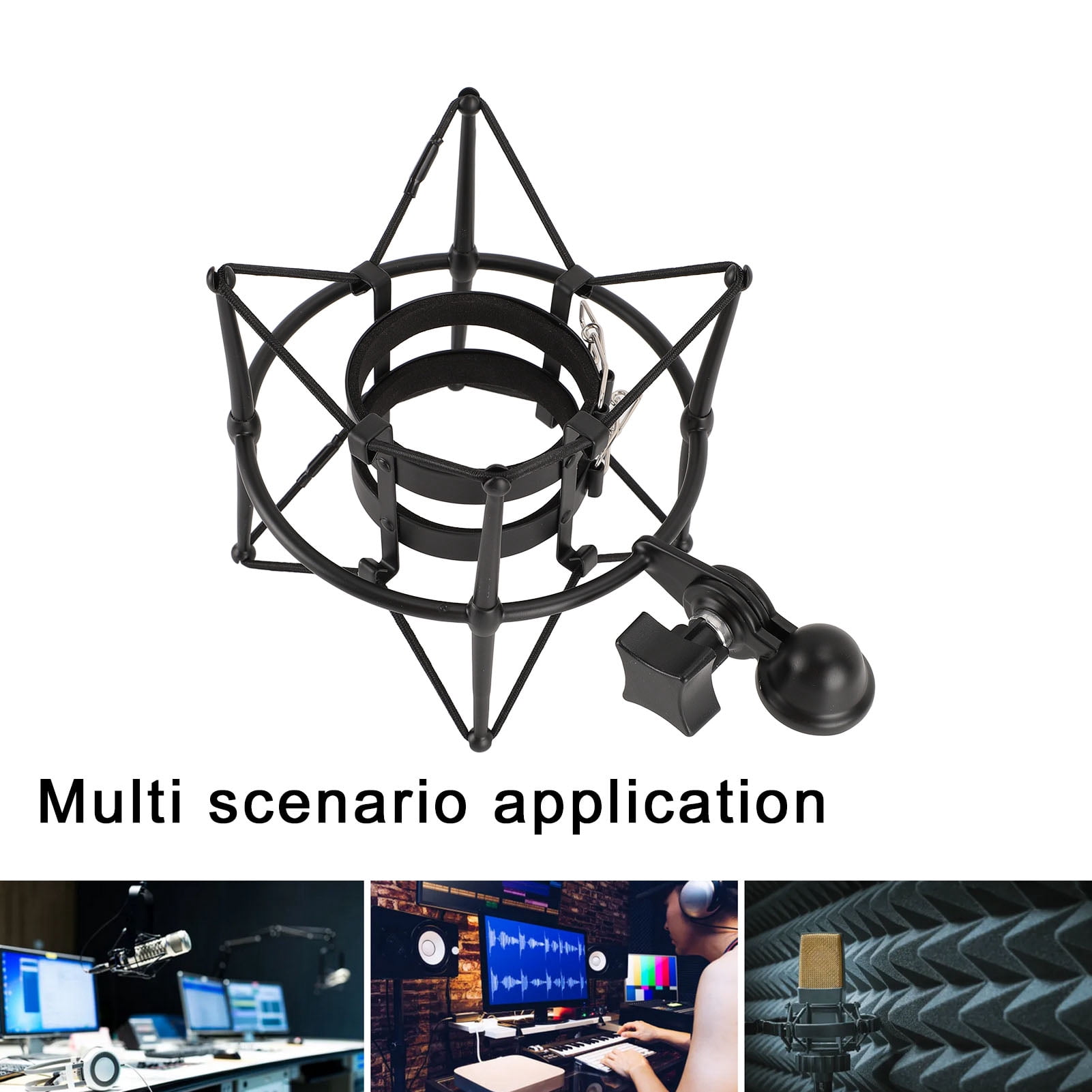 YAHHU Metal Microphones Shock Mount 60MM Anti-Vibration High Isolation Mic Clip Holder for Studio Recording Broadcasting Black Zinc Alloy Mic Stand Accessory