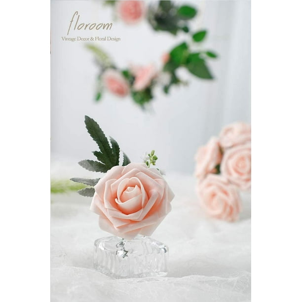 Floroom Artificial Flowers 25pcs Real Looking Blush Foam Fake Roses with  Stems for DIY Wedding Bouquets Bridal Shower Centerpieces Party Decorations  Blush 25pcs Regular 3 