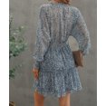 thumbnail image 3 of Women's Sky Blue Print Smocked Puff Sleeve Tiered Ruffled Mini Dress, 3 of 20