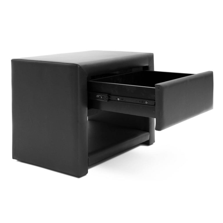 Baxton Studio Massey Black Upholstered Modern Nightstand Baxton Studio Massey Black Upholstered Modern Nightstand