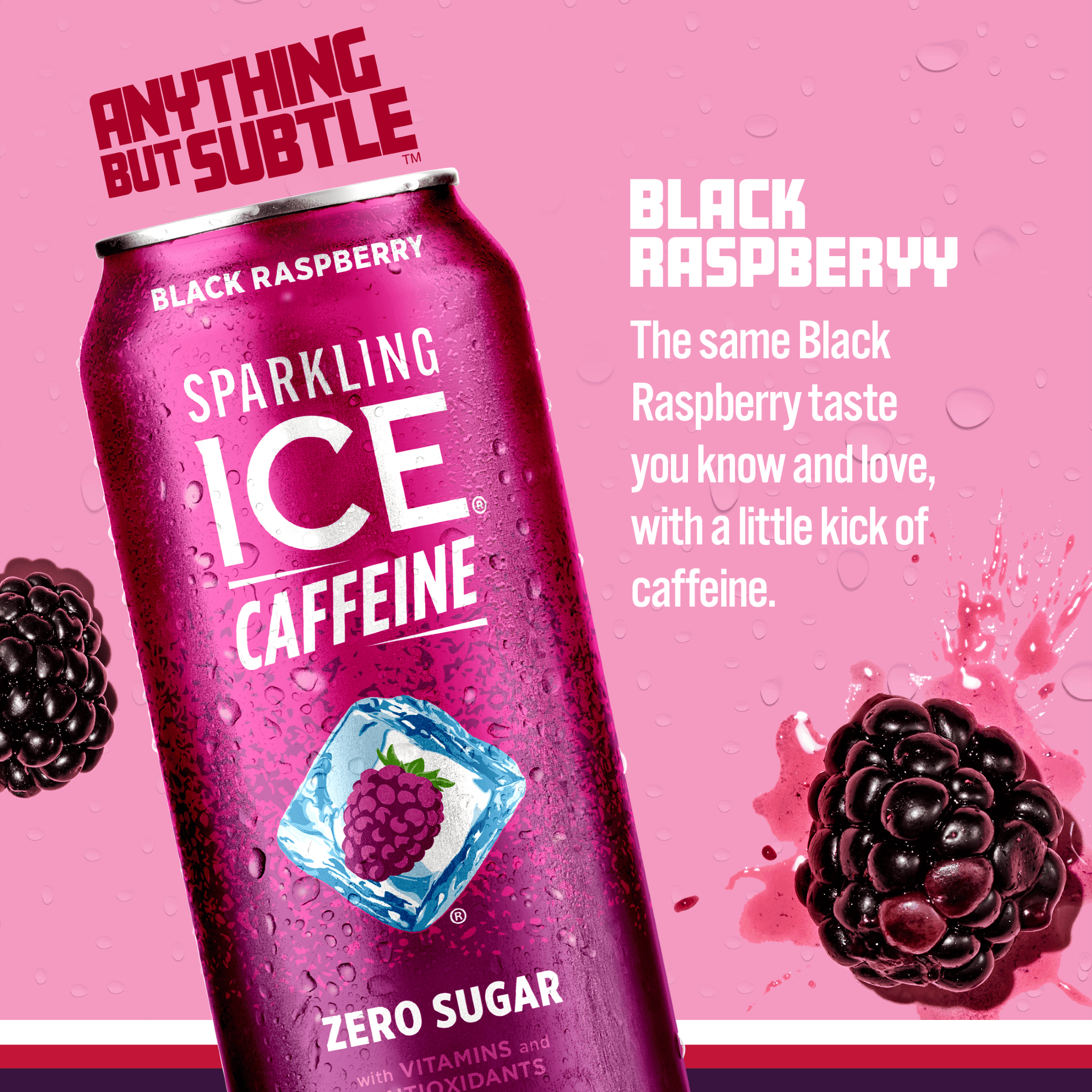 Sparkling Ice® Caffeine Black Raspberry Sparkling Water – 16 fl oz, 12 Pack