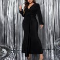 thumbnail image 5 of Women's Dresses Summer Maxi Plus Size Dressy Fashionable Casual Plus Size Long Sleeved V-neck Long Skirt Dress, 5 of 6